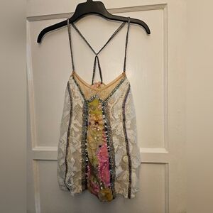 Vintage Free People Lace Embellished Top